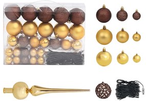 Meia árvore Natal artificial pré-iluminada c/ bolas branco
