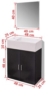 Móveis casa de banho 3 pcs e conjunto de bacia preto
