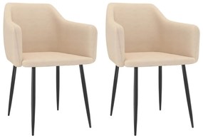 vidaXL Cadeiras de jantar 2 pcs tecido cor creme