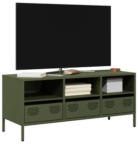 Móvel de TV 101,5x39x43,5 cm aço laminado a frio verde-azeitona