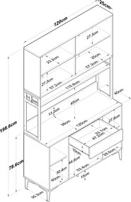 Armário Alto de Cozinha "Stella" - 120 x 198,6 x 40 cm - Nogueira e Br