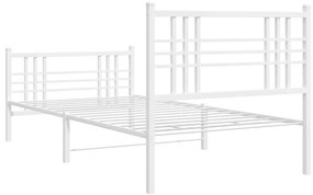 Estrutura de cama com cabeceira e pés 90x200 cm metal branco