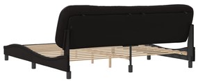 Estrutura cama c/ cabeceira 200x200 cm couro artificial preto