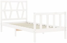 Cama sem colchão 90x200 cm madeira de pinho maciça branco