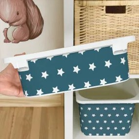 Autocolante para caixa IKEA TROFAST - Estrelas brancas (azul-petróleo)