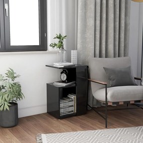 vidaXL Mesa de apoio 36x30x56 cm contraplacado preto brilhante