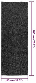 Tapete ZIZUR antracite 80x200 cm aspeto juta interior exterior
