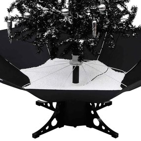 Árvore Natal c/ neve base formato guarda-chuva 140 cm PVC preto