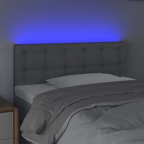 Cabeceira de cama c/ luzes LED tecido 80x5x78/88 cm cinza-claro