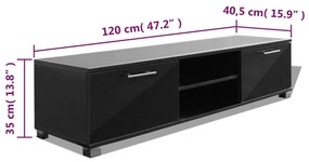 Móvel de TV 120x40,5x35 cm preto brilhante