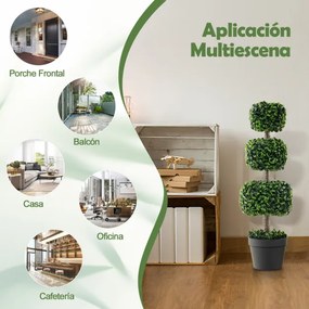Árvore artificial de bola de 75 cm preenchida com planta de cimento em forma de 3 quadrados para jardim de escritório doméstico e entrada verde
