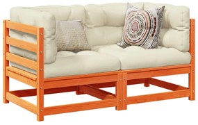 2 pcs conjunto sofás de jardim madeira de pinho castanho cera