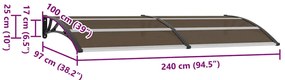 Toldo de porta 240x100 cm PC preto