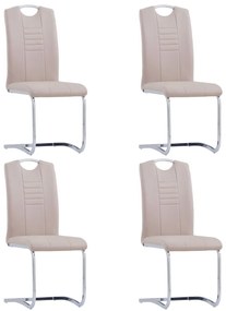 Cadeiras de jantar cantilever 4 pcs couro artificial cappuccino