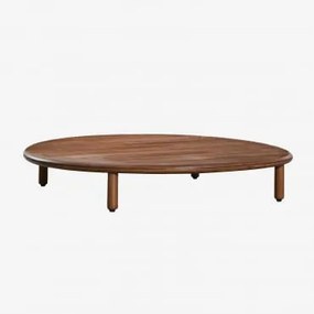 Mesa De Centro Redonda Olivia Em Madeira De Acácia Castanho-acácia Escuro & Castanho-acácia Escuro & Ø100 Cm - Sklum