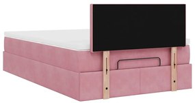 Estrutura de cama otomana com colchão 120x200 cm veludo rosa