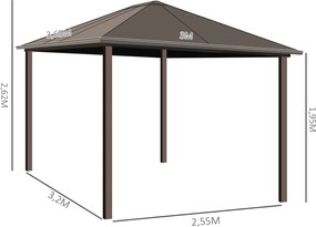 Pérgola para Jardim com Parede Lateral e Rede Mosquiteira 365x300x265