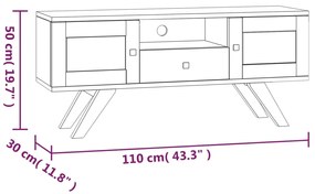 Móvel de TV 110x30x50 cm madeira de teca maciça