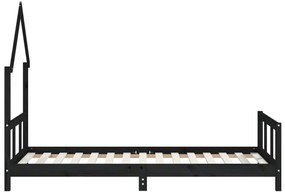 Estrutura de cama infantil 90x190 cm pinho maciço preto