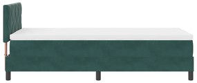 Cama Box com Colchão vidaXL Verde Escuro 90x200 cm Veludo