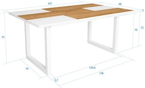 Mesa de sala de jantar | 8 pessoas | 170 | Robusto e estável graças à sua estrutura e pernas sólidas | Ideal para reuniões familiares | Oak e branco |