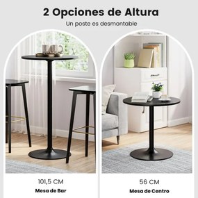 Conjunto 2 mesas bar redondas (BANCOS NÃO INCLUIDOS) com altura de bar 60 x 60 x 101,5 cm conversível em mesa de café com altura de 56 cm Pretas