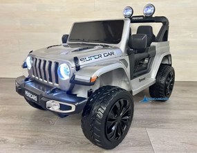 Jeep elétrico 12V 4x4 para crianças 1 a 6 anos Wrangler Rubicon Style rodas Borracha e controlo remoto cinzento Metalizado
