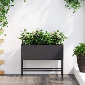 vidaXL Vaso Elevado para Jardim Preto 60 x 26 x 45 cm Aço