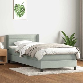 vidaXL Cama box spring com colchão 100x210 cm veludo cinzento claro