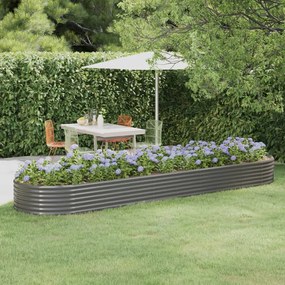 vidaXL Canteiro elevado jardim 396x100x36 aço revestido a pó cinzento