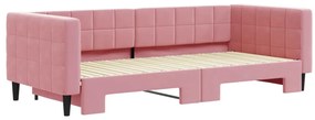 Sofá-cama com gavetão 90x200 cm veludo rosa