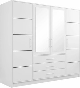 Roupeiro Dortivu 154, Branco, Prateado, 200x196x58cm, 174 kg, Portas para roupeiro: Com dobradiças