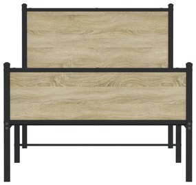 Estrutura de cama sem colchão 90x190 cm metal carvalho sonoma