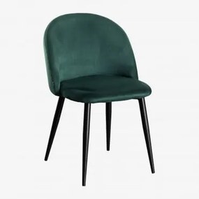 Cadeira De Jantar Em Veludo Kana Verde Selva & Negro - Sklum