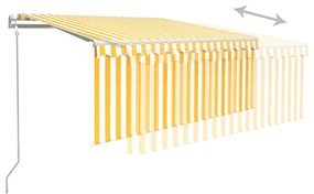 Toldo autom. c/ estore/LED/sensor vento 3,5x2,5m amarelo/branco