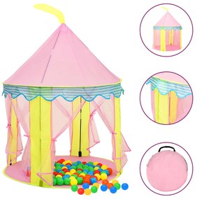 3107745 vidaXL Tenda de brincar infantil com 250 bolas 100x100x127 cm rosa