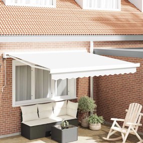 vidaXL Toldo Retrátil Manual Branco 350 x 250 cm Tecido, Metal