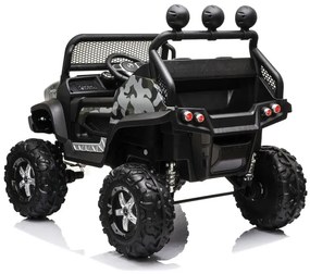 Jipe elétrico para crianças Mercedes-Benz Unimog bateria 12v, 4x4 2 Lugares pneus em borracha, assento em pele artificial Camuflado