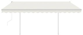 Toldo retrátil automático com postes 4x3,5 m cor creme