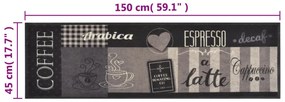 Tapete de cozinha lavável 45x150 cm veludo padrão café preto