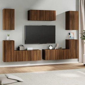 vidaXL Conjunto móveis de TV 7pcs madeira processada carvalho castanho