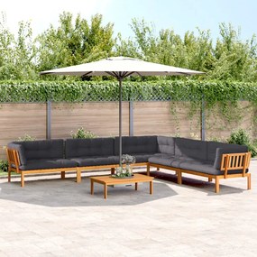 vidaXL 6 pcs conj. sofás paletes p/ jardim c/ almofadões acácia maciça