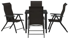 Conjunto de Jantar de Jardim 5 Peças em Rattan Sintético Preto
