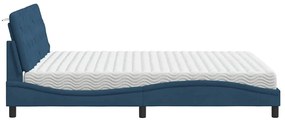 Cama com colchão 160x200 cm tecido azul