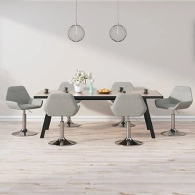 vidaXL Cadeiras de jantar giratórias 6 pcs tecido cinzento-claro