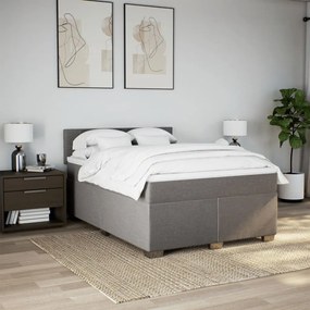 Cama com molas/colchão 140x200 cm tecido castanho-acinzentado