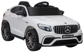 HOMCOM Carro Elétrico Mercedes AMG 12V para Crianças de 3-5 Anos com Controle Remoto Música Luzes Abertura da Porta 115x70x55cm Branco