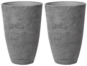 Conjunto de 2 vasos para plantas em pedra cinzenta 51 x 51 x 71 cm CAMIA Beliani