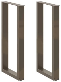 vidaXL Pés de mesa de bar em forma de U, 2 peças, aço natural, 40x(90-91) cm, aço