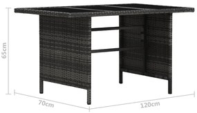 Conjunto lounge de jardim c/ almofadões 4 pcs vime PE cinzento
